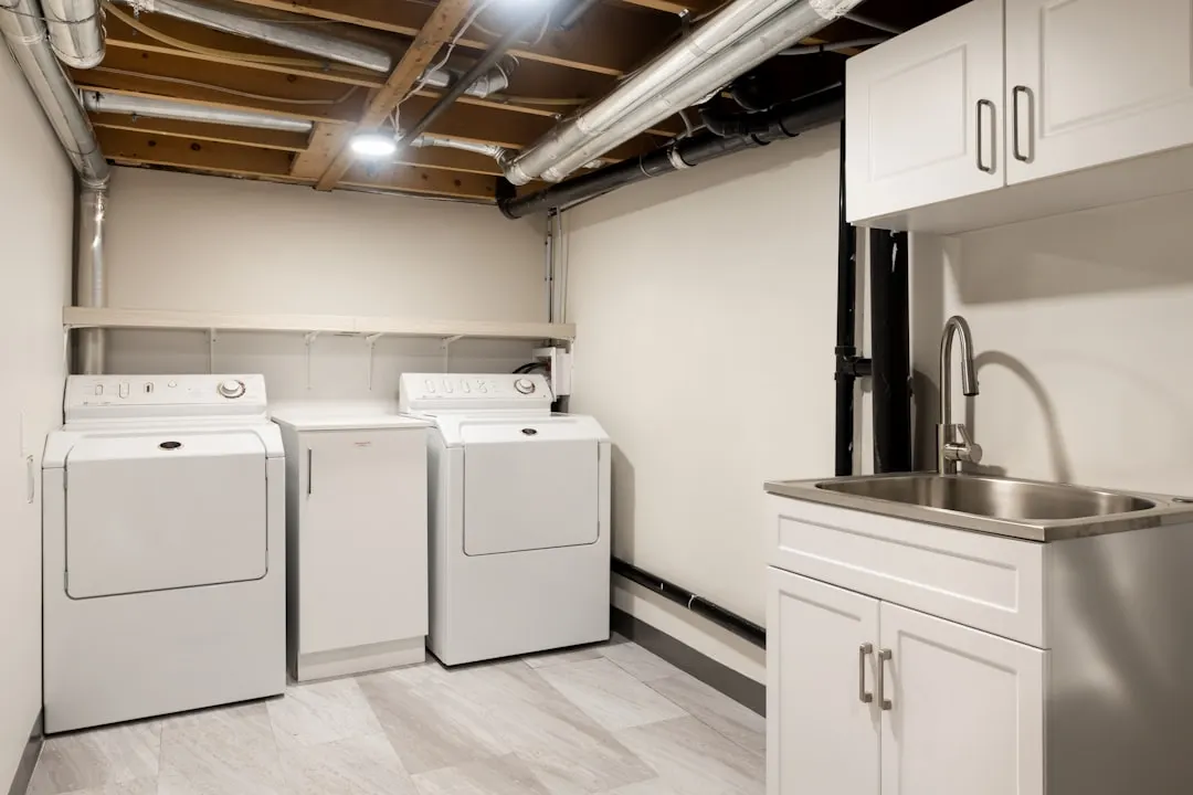 Basement utility and laundry area