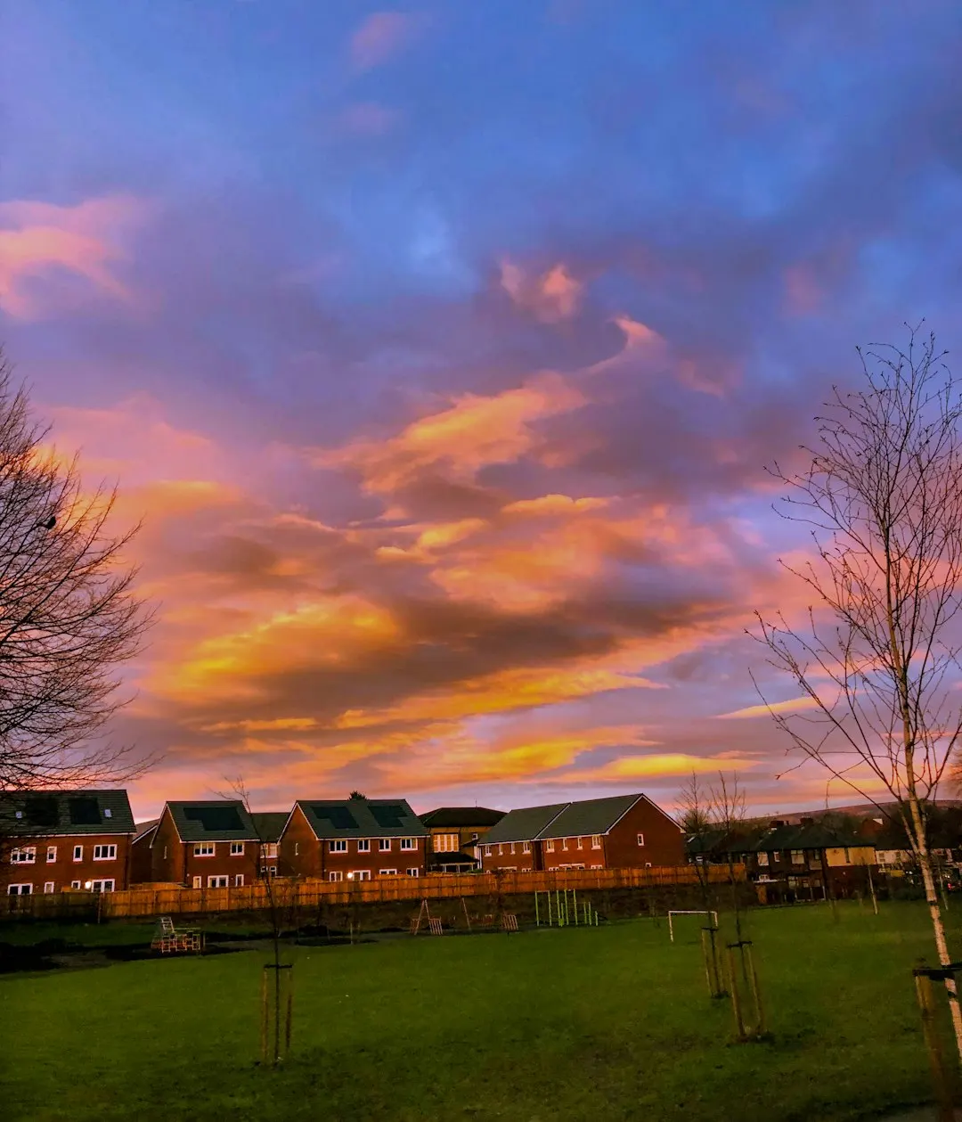 Suburban service territory at sunset