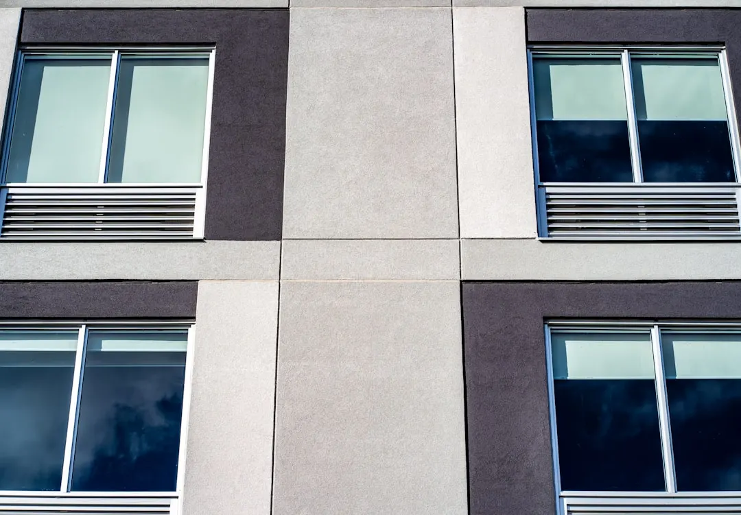 Hotel facade with repeated windows