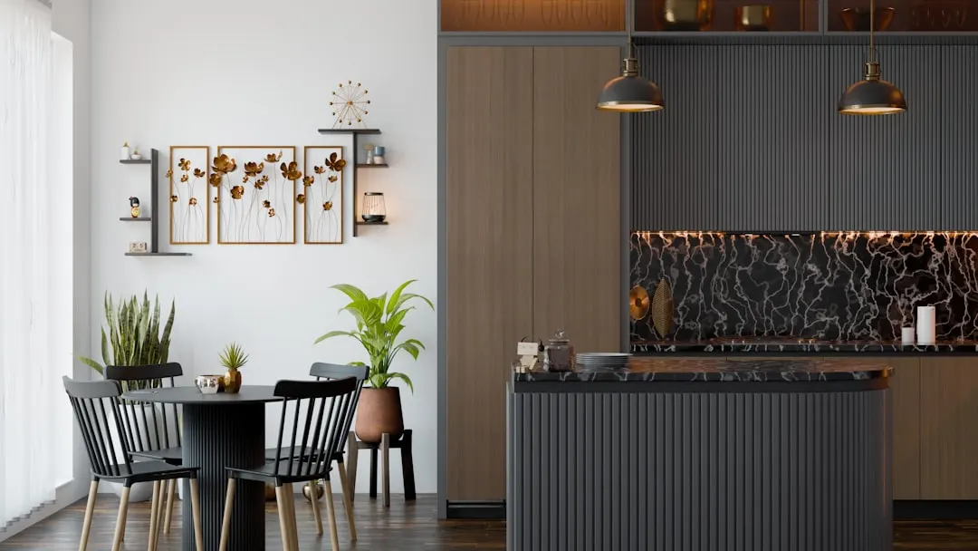 Residential kitchen and dining area