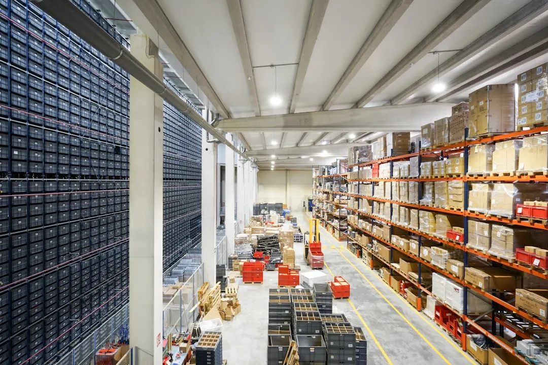 Commercial warehouse aisle and storage